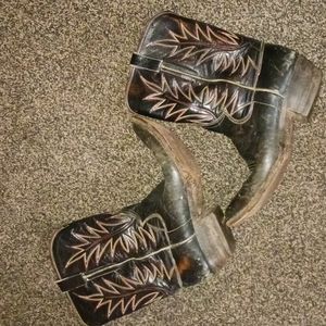 Vintage Black Leather Cowboy Boots